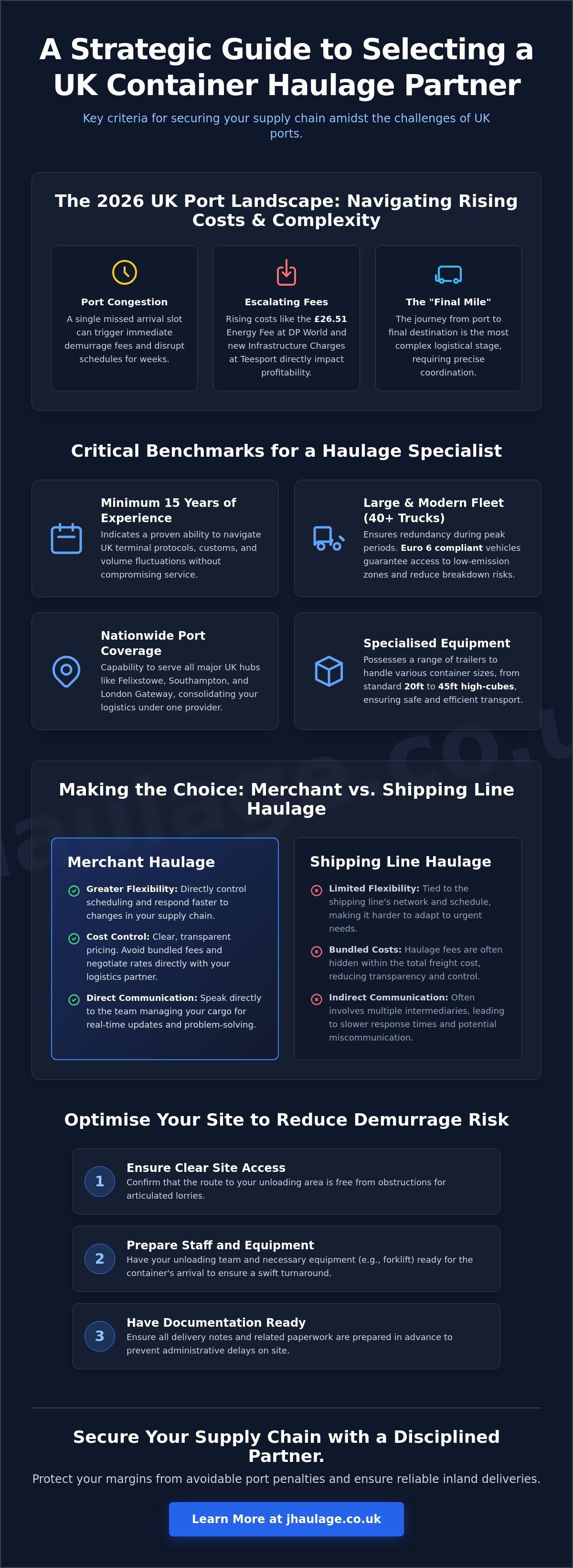 Choosing the Right Logistics Partner for UK Ports: A 2026 Buying Guide infographic